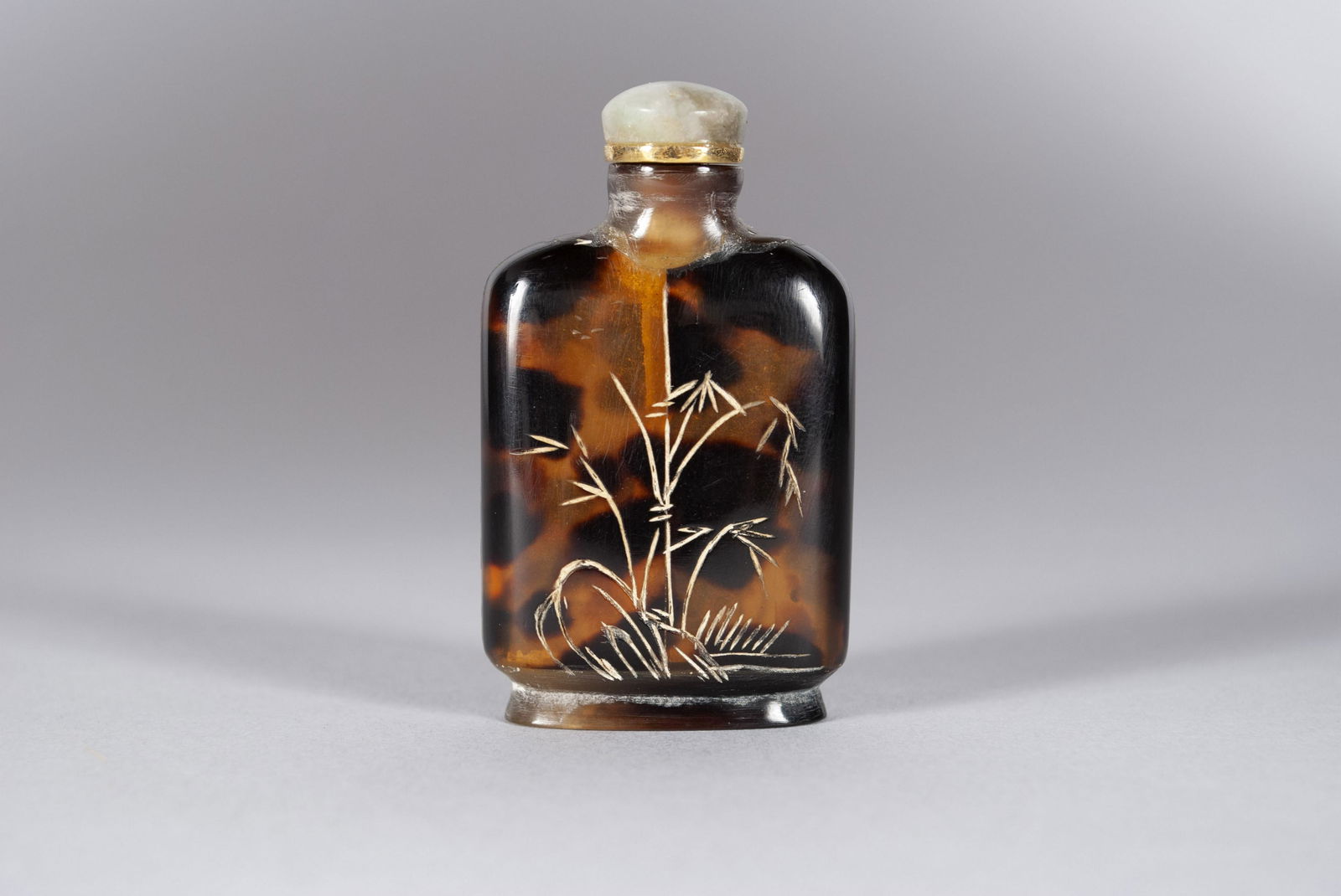 CHINESE INCISED TORTOISE SHELL SNUFF BOTTLE (1 of 6)