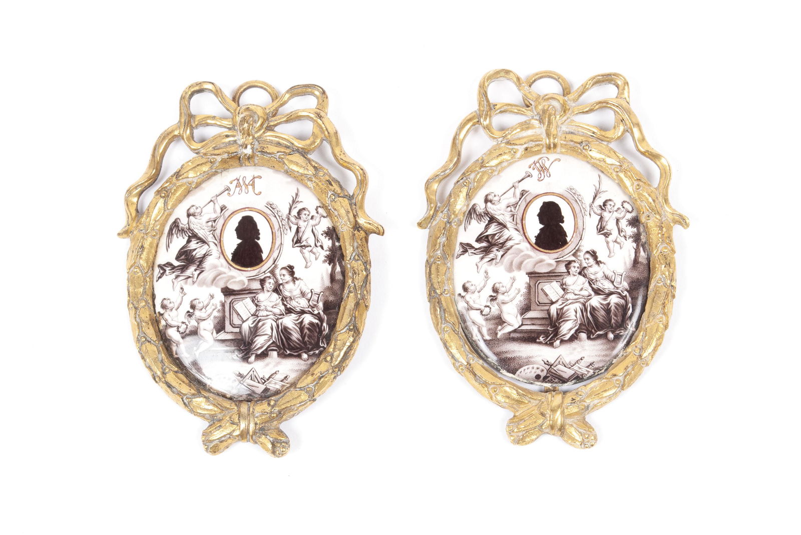 PAIR OF SIGNED HAND PAINTED ENAMEL PENDANTS (1 of 4)