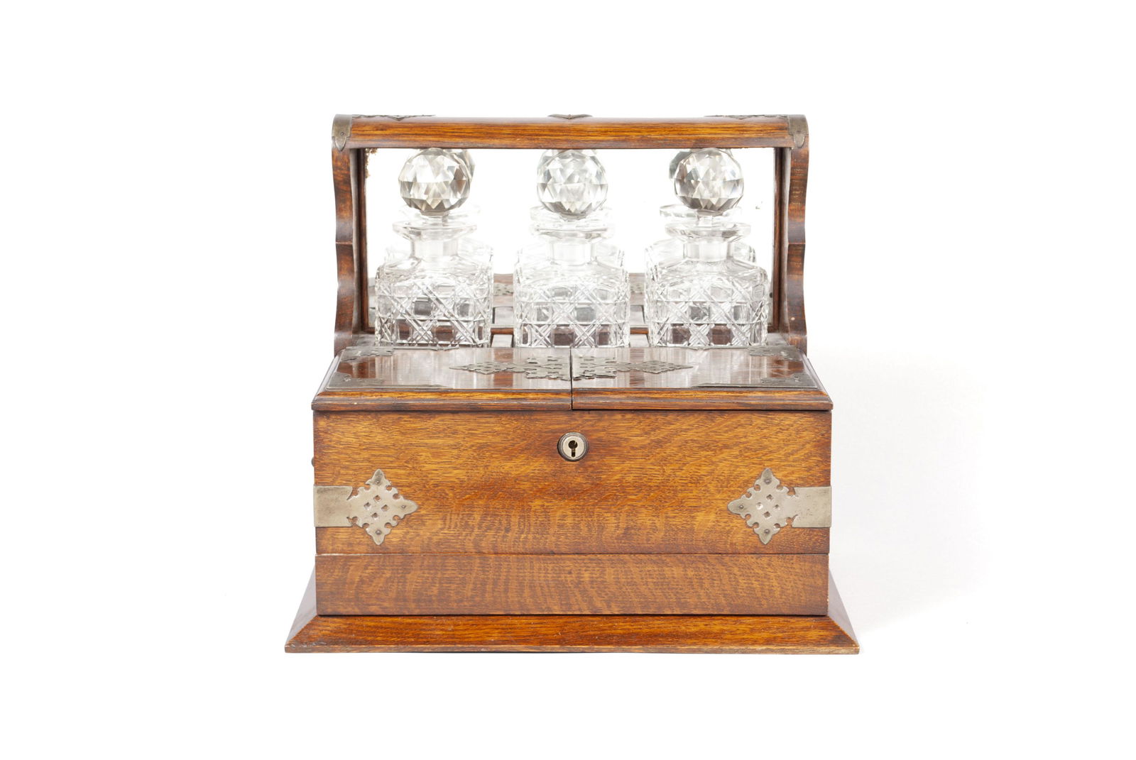 OAK THREE-BOTTLE TANTALUS (1 of 9)