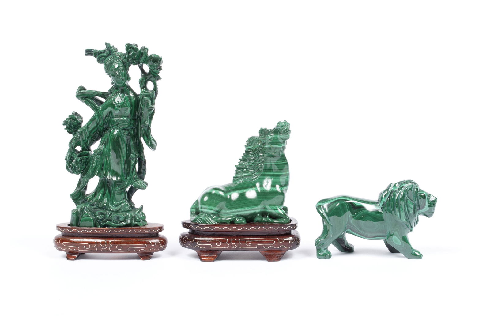 THREE CHINESE MALACHITE CARVINGS (1 of 6)