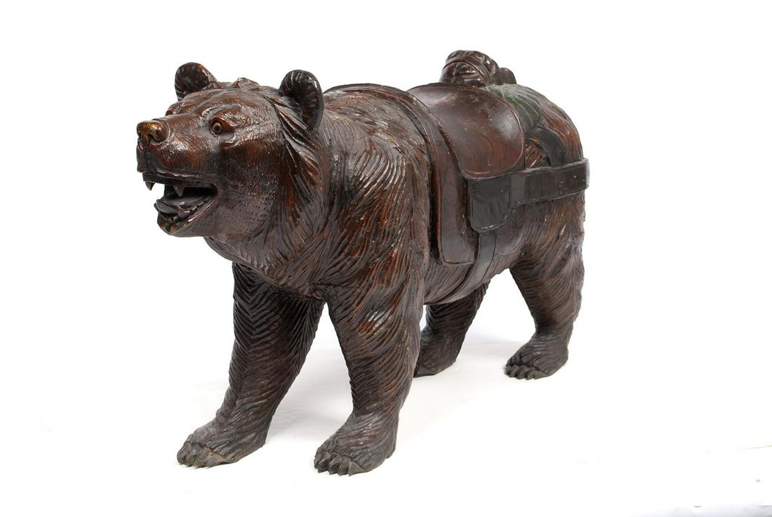 CARVED WOODEN CAROUSEL BEAR (1 of 8)