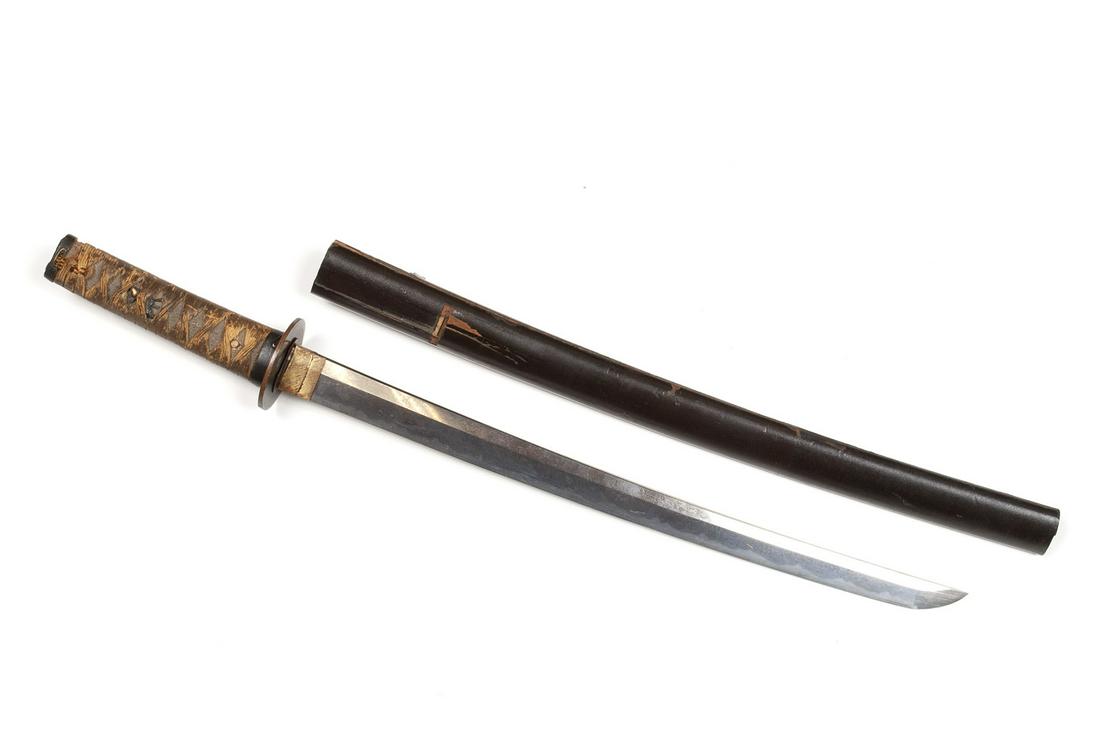 A MEIJI PERIOD TANTO: A MEIJI PERIOD TANTO Japan, late 19th- early 20th century. The sharpened single edge (ha) with slight curvature. The end pommel (kashira) of dragon, the handle (tsuka) hilt of chagrin retaining origin