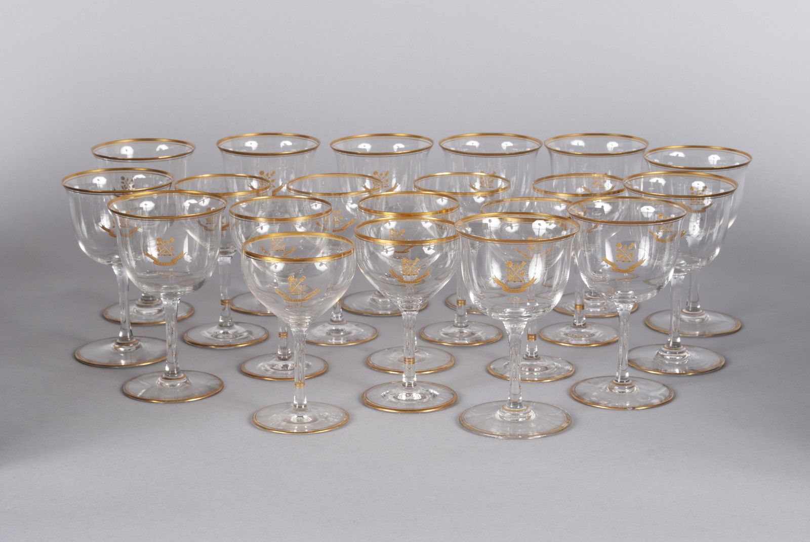 SET OF GOLD RIMMED CRYSTAL STEMWARE (1 of 6)
