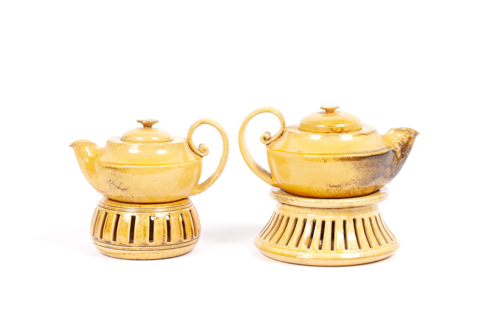 PAIRING OF MCM DANISH ARTISAN TEAPOTS AND STANDS (1 of 9)