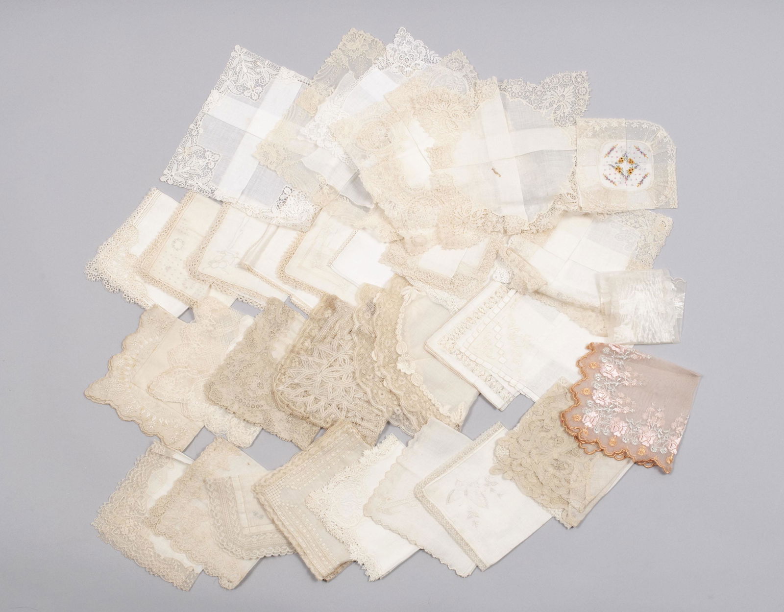 COLLECTION OF ANTIQUE LACE AND EMBROIDERED (1 of 6)