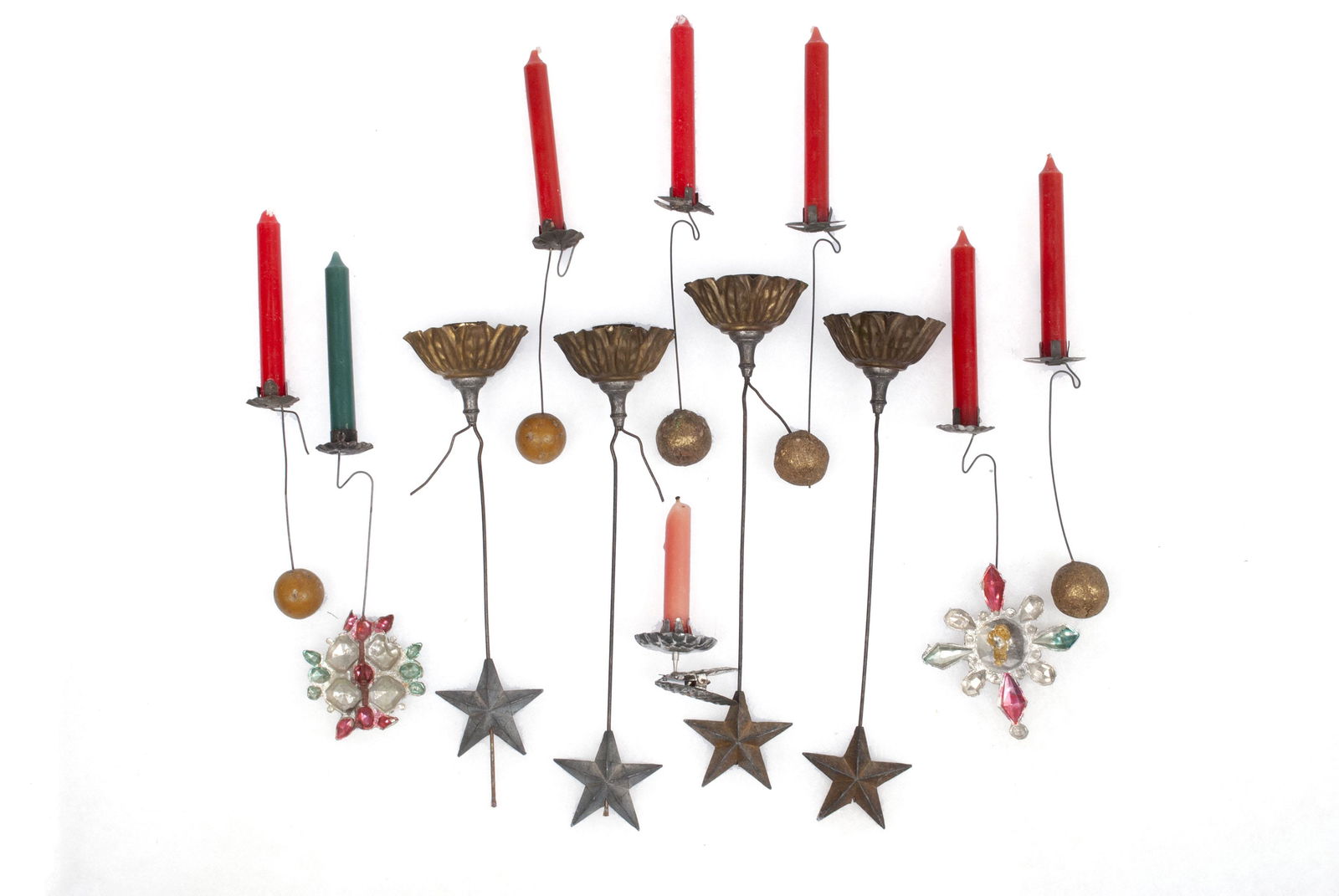 TWELVE ANTIQUE CHRISTMAS TREE CANDLE HOLDERS (1 of 4)