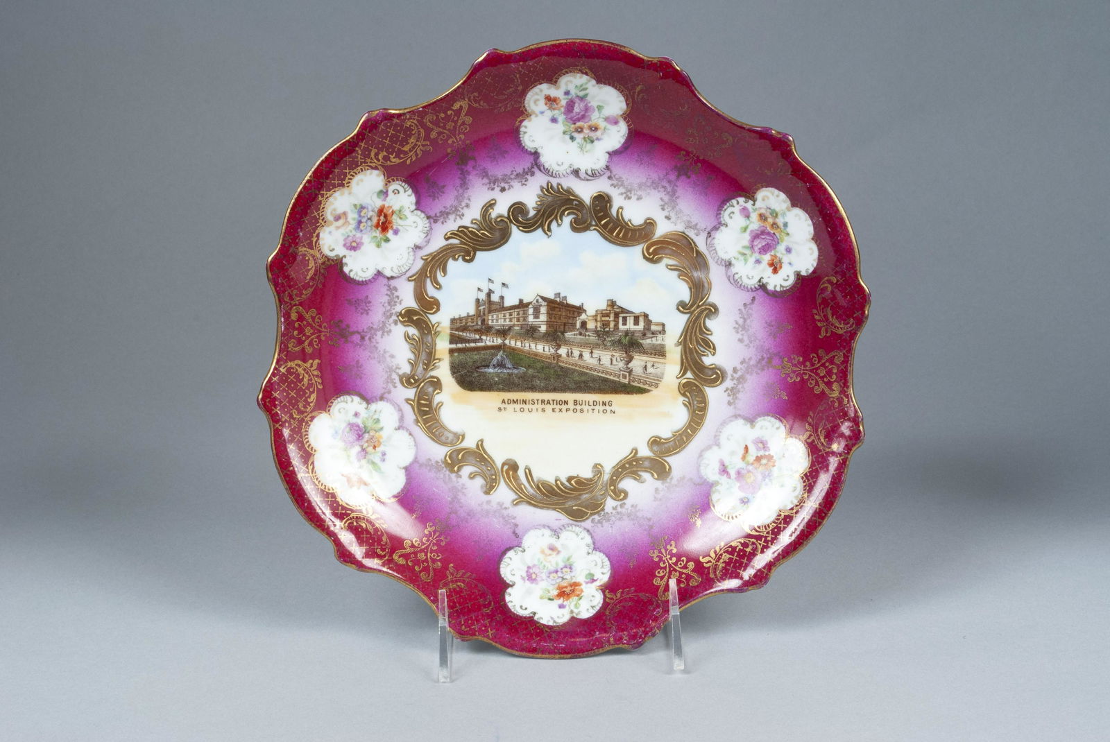 RARE 1904 ST. LOUIS WORLD'S FAIR HAND-PAINTED DISH (1 of 6)