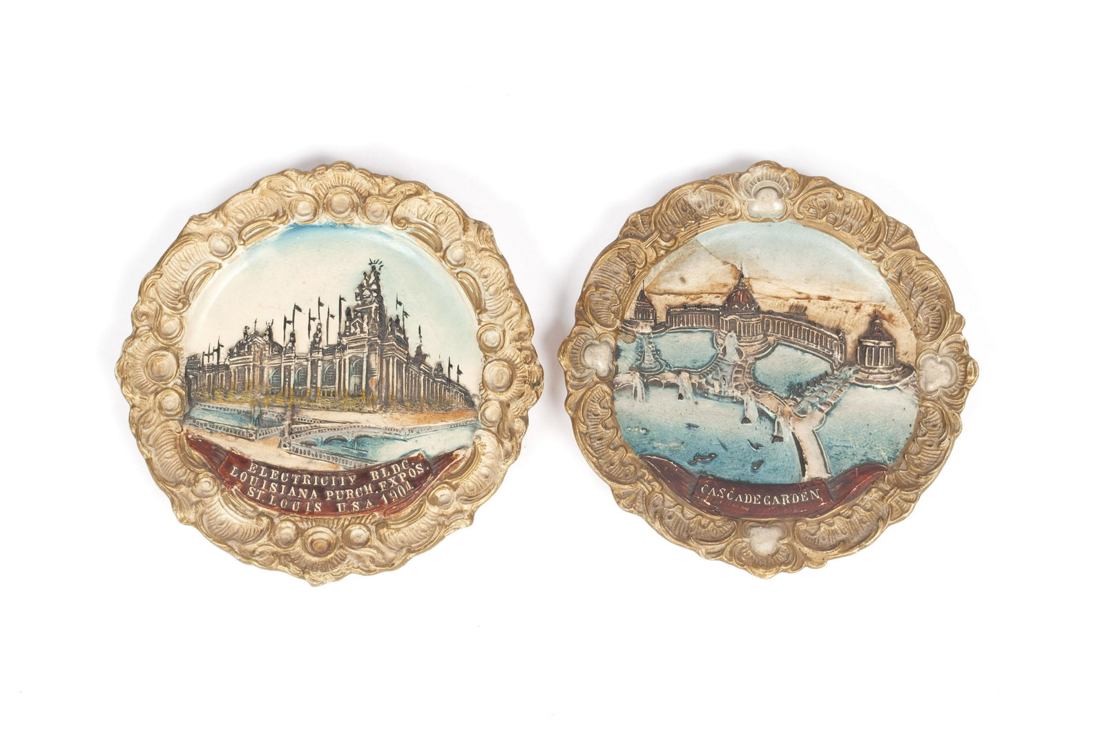 TWO 1904 ST. LOUIS WORLD'S FAIR PLASTER PLAQUES (1 of 6)