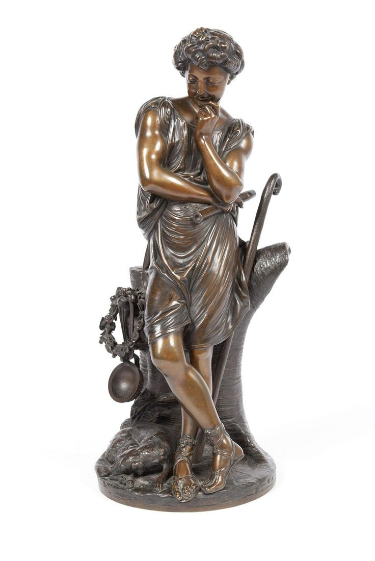 FIGURAL STATUE OF A SHEPHERD WITH HIS DOG (1 of 6)