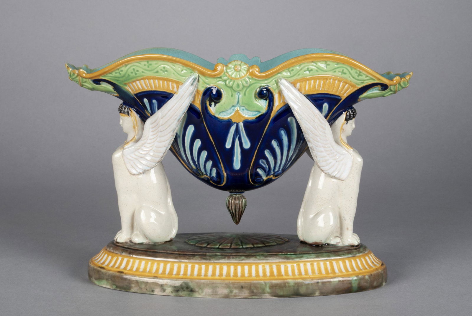 MAJOLICA FIGURAL COMPOTE BY GEORGE JONES (1 of 6)
