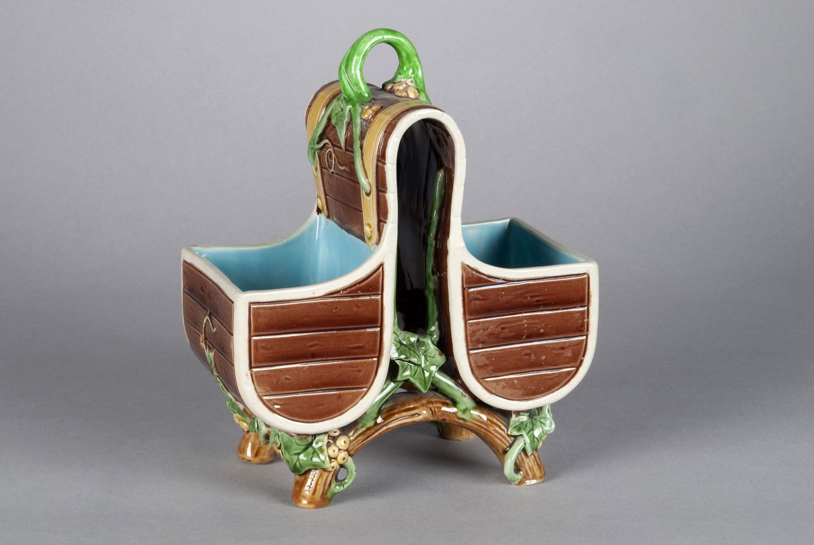 MAJOLICA FLOWER HOLDER BY MINTON (1 of 6)
