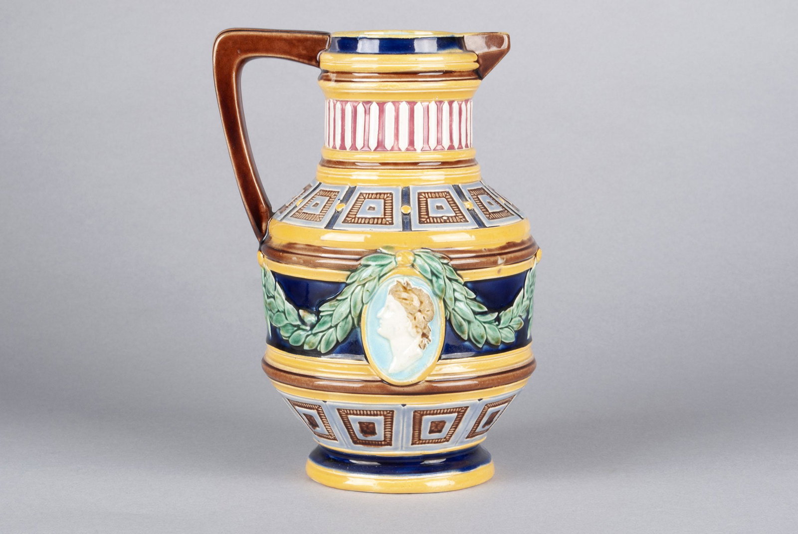 UNUSUAL ETRUSCAN MAJOLICA PITCHER (1 of 5)