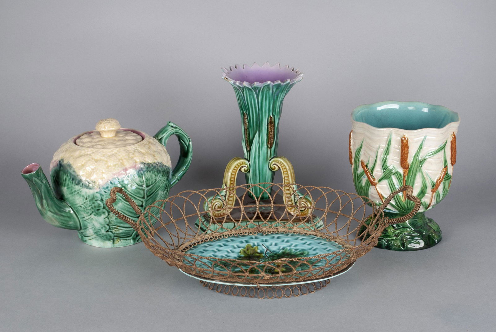 FOUR PIECES OF MAJOLICA (1 of 8)
