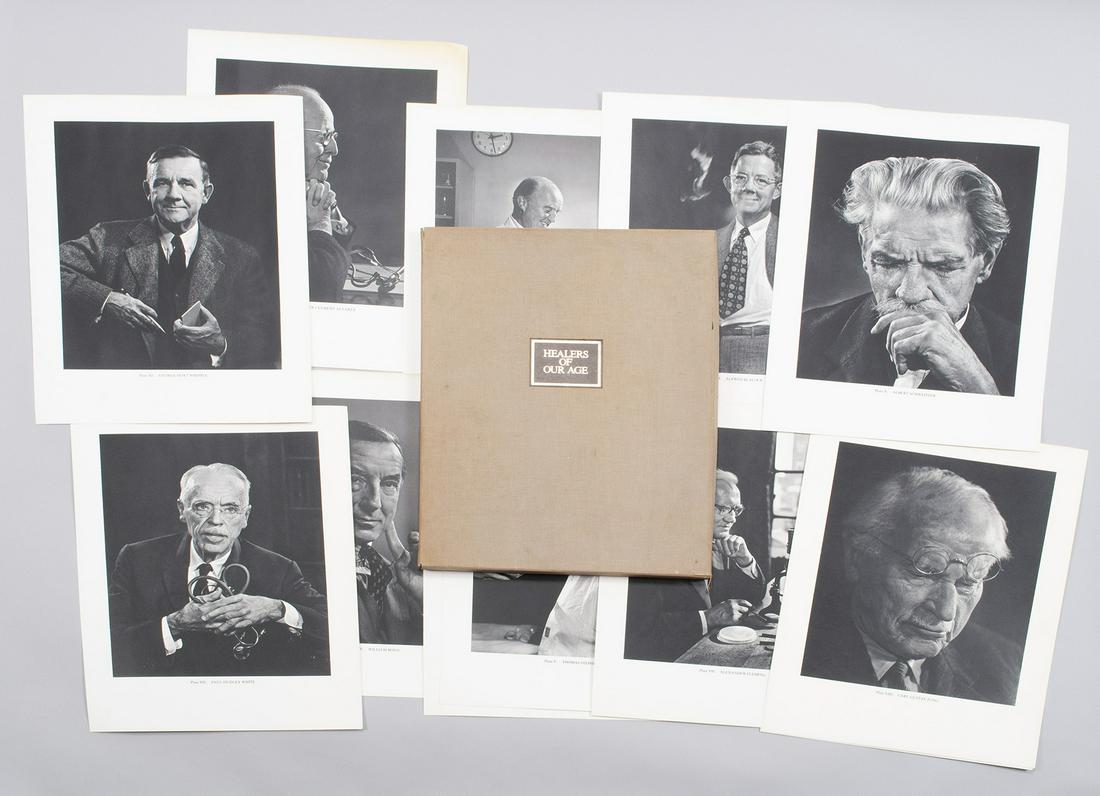 HEALERS OF OUR AGE BY YOUSUF KARSH: HEALERS OF OUR AGE BY YOUSUF KARSH Portfolio with photography and commentary. Twelve (12) photographs produced for the benefit of the Oliver Wendell Holmes Endowment of the Francis A. Countway Library