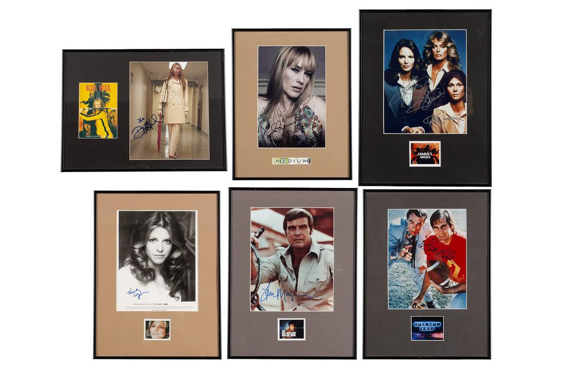 SIX HOLLYWOOD AUTOGRAPHED PHOTOGRAPHS: SIX HOLLYWOOD AUTOGRAPHED PHOTOGRAPHS All with Certificates of Authenticity by Space Debris, Inc. Includes Daryl Hannah from "Kill Bill", Lindsay Wagner of "The Bionic Woman", Lee Majors of "The Six M