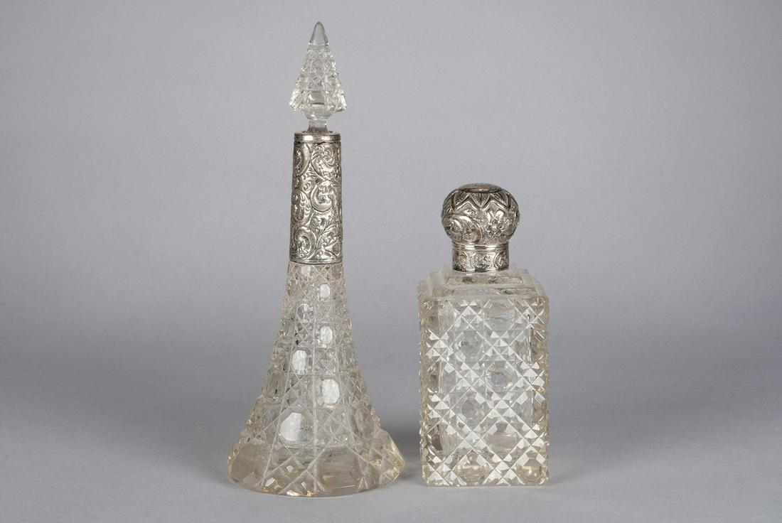 TWO STERLING SILVER MOUNTED VANITY BOTTLES (1 of 5)