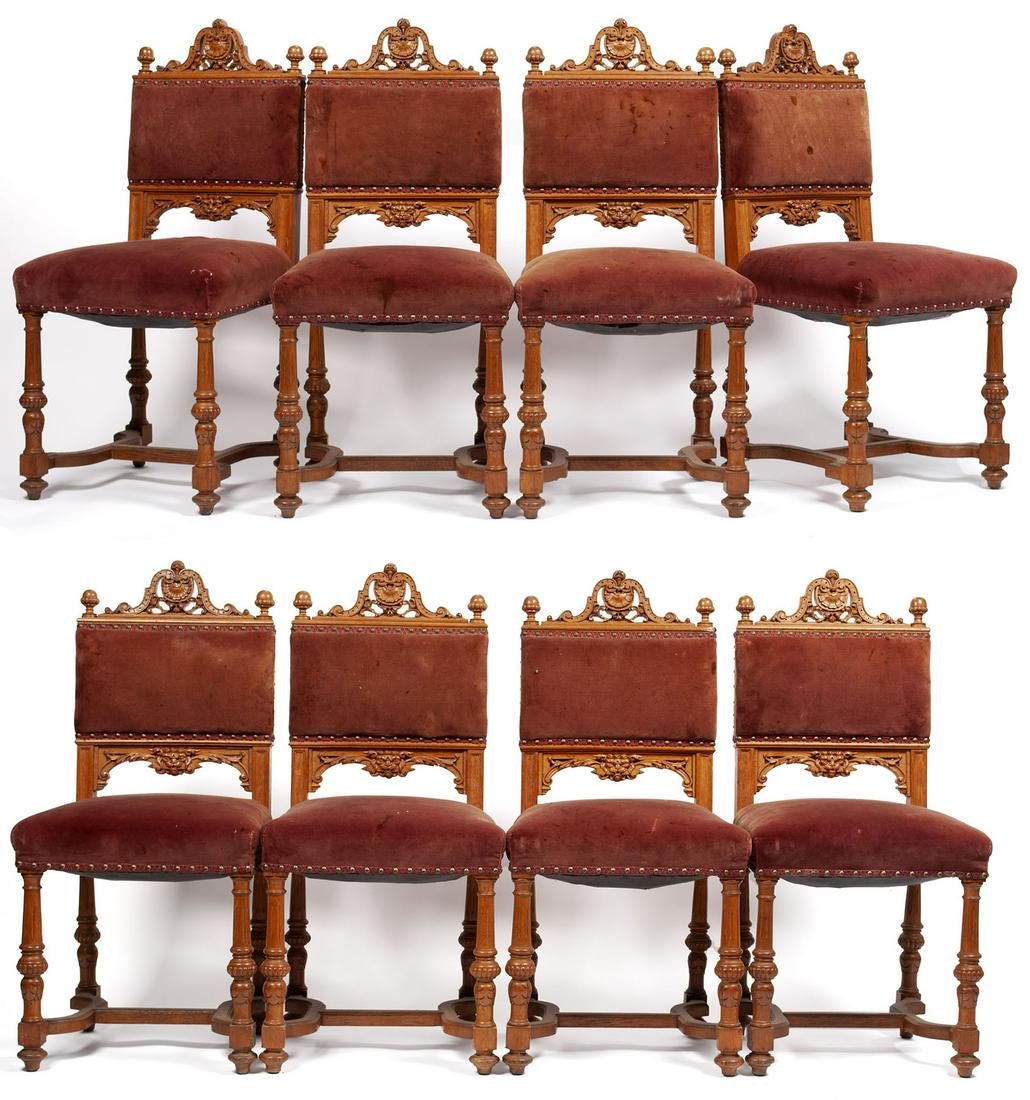 SET OF EIGHT OAK DINING CHAIRS (1 of 7)