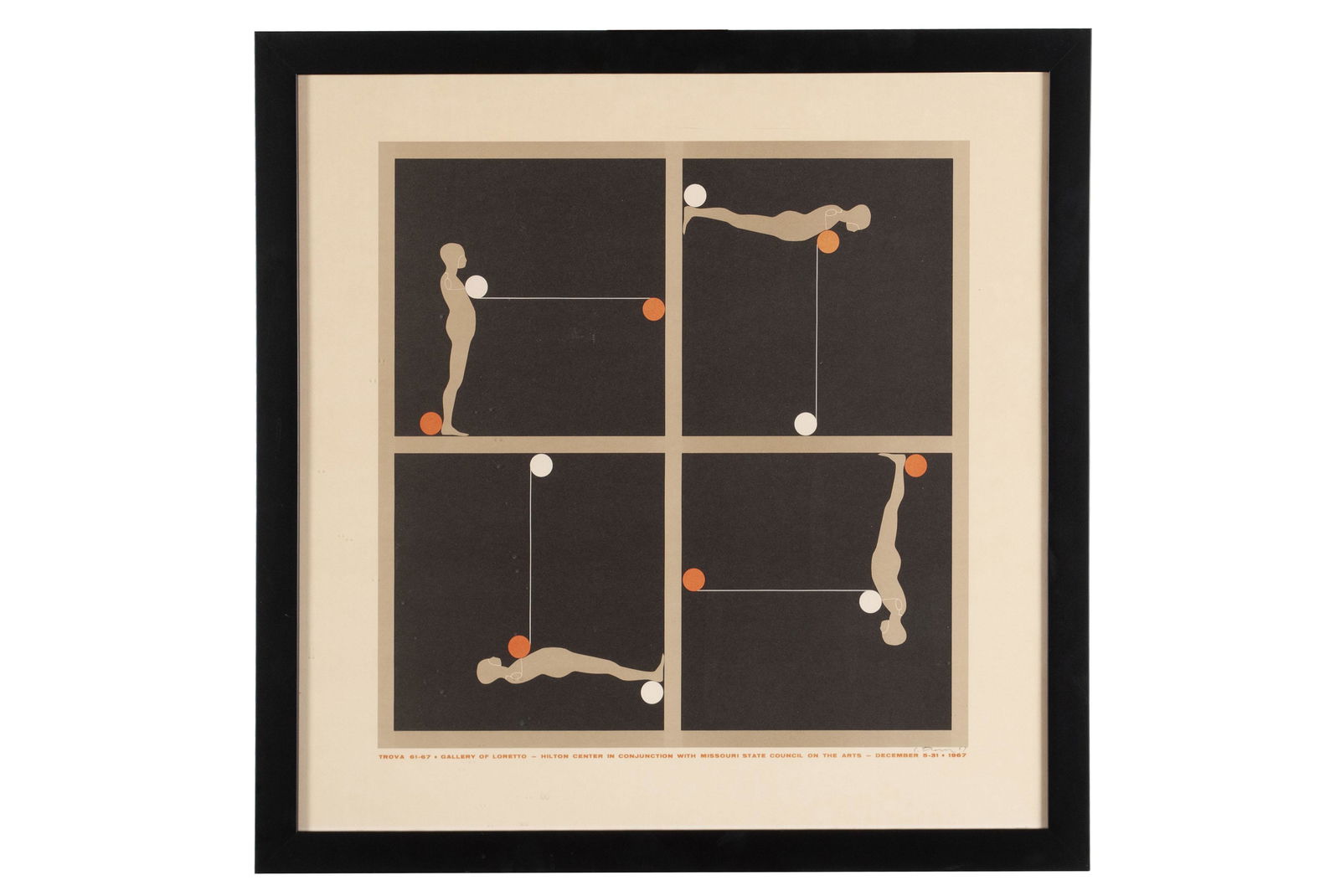 ERNEST TROVA (AMERICAN, 1927-2009): ERNEST TROVA (AMERICAN, 1927-2009)Colored lithograph, hand-signed lower right. For the Hilton Center in conjunction with Missouri State Council on the Arts; Gallery of Loretto, December 8th through th