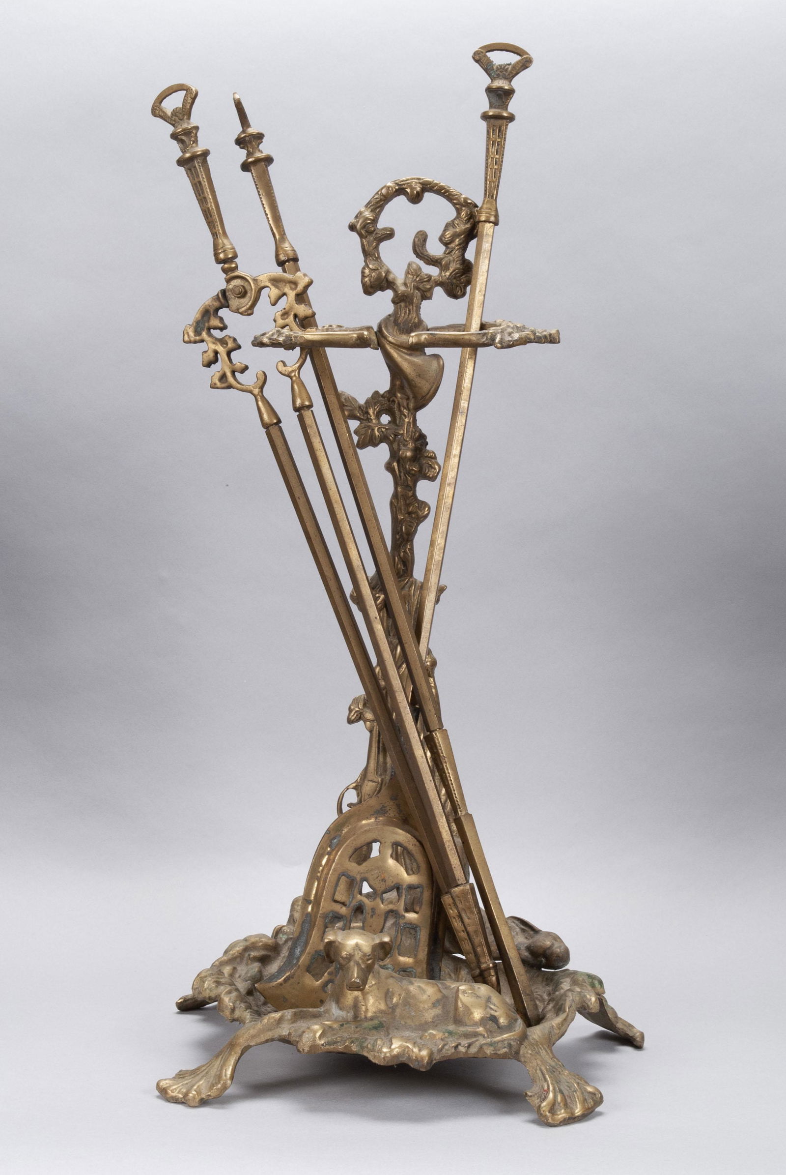 EDWARDIAN ERA BRASS FIREPLACE TOOLS (1 of 4)