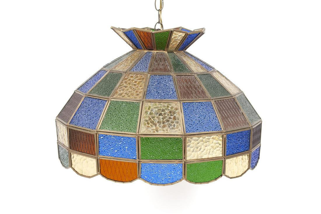 HANGING SLAG GLASS LAMPSHADE (1 of 5)