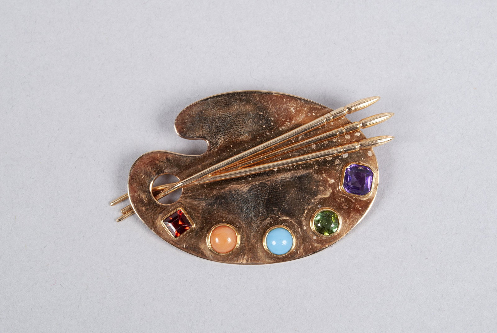 ARTIST'S PALLET 14K GOLD BROOCH (1 of 3)