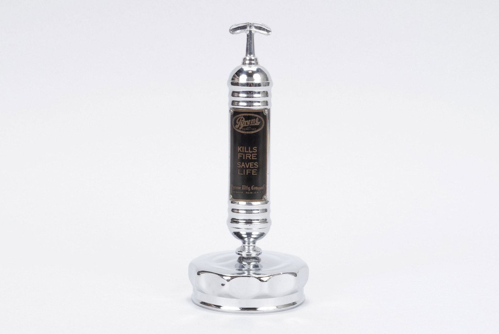 "PYRENE" FIRE EXTINGUISHER MASCOT HOOD ORNAMENT (1 of 7)