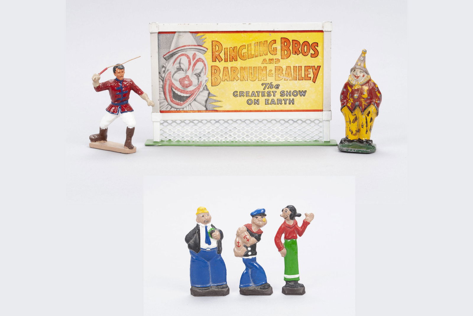 RINGLING BROS. CIRCUS SIGN WITH TWO FIGURES AND POPEYE FIGURES (1 of 10)