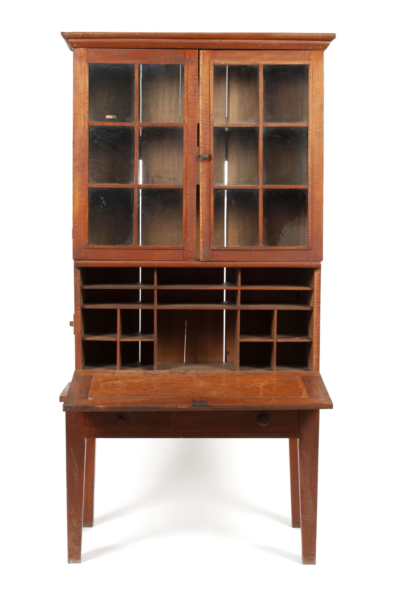 RUSTIC TIGER MAPLE DROP FRONT SECRETARE (1 of 9)