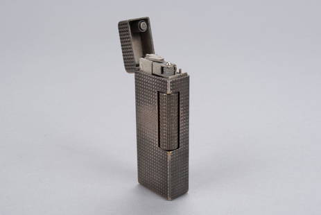 DUNHILL SILVER HOBNAIL ROLLAGAS LIGHTER: DUNHILL SILVER HOBNAIL ROLLAGAS LIGHTERSwitzerland, silver toned, with original Dunhill pouch.