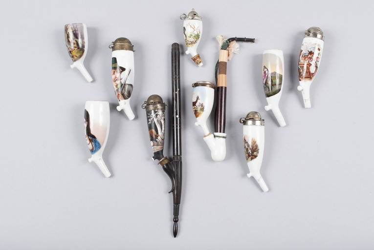 NINE (9) EGG CUP PORCELAIN TOBACCO PIPES (0090) on Apr 20, 2022