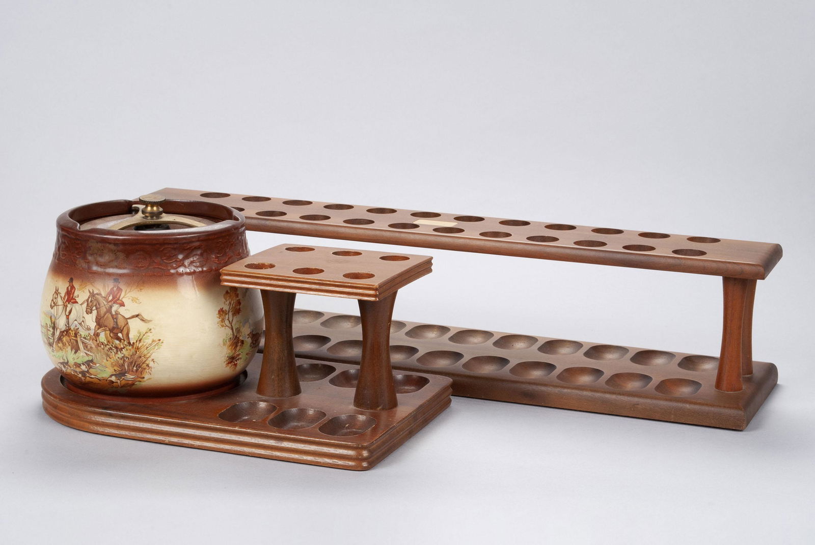 ENGLISH CERAMIC TOBACCO JAR AND RACK WITH ANOTHER (1 of 5)