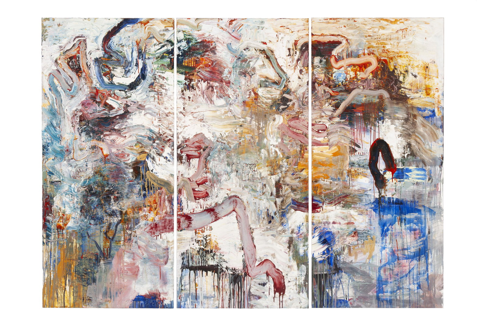 DAVID MANN (AMERICAN, B. 1950): DAVID MANN (AMERICAN, B. 1950)The White SeaOil on panel, signed, titled, and dated 1993 to verso with label. Triptych style on three separate, connectible panels, composing an abstract sea of color in