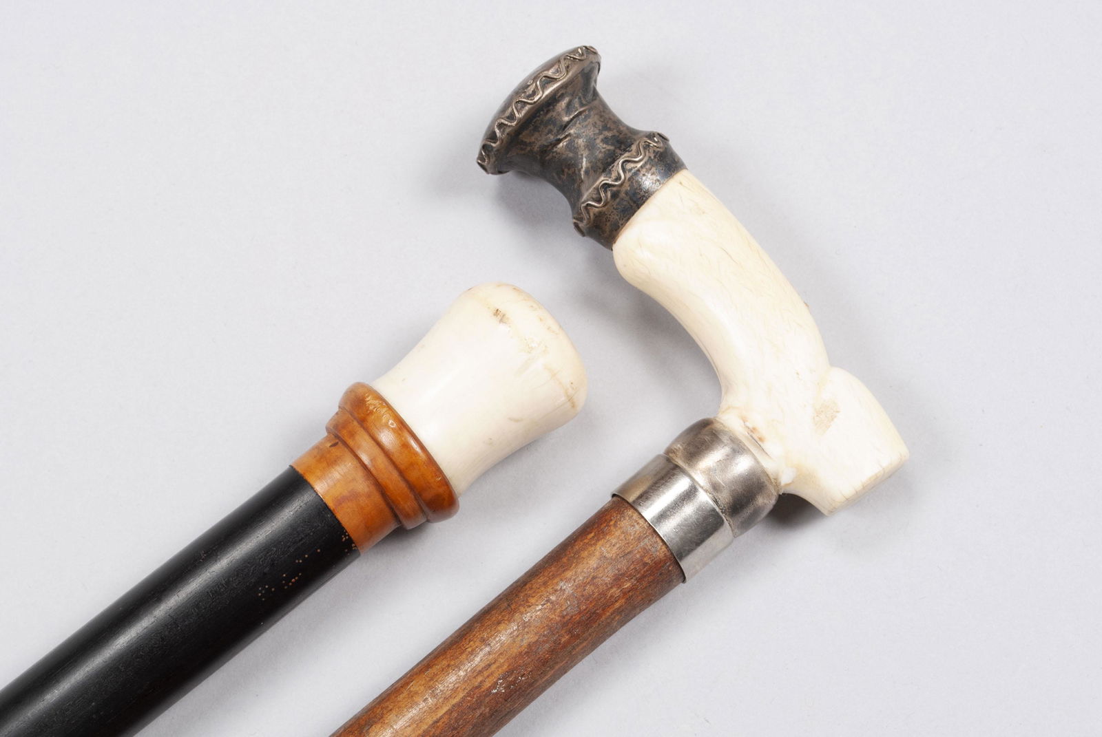 TWO MOUNTED WALKING STICKS/CANES (1 of 8)