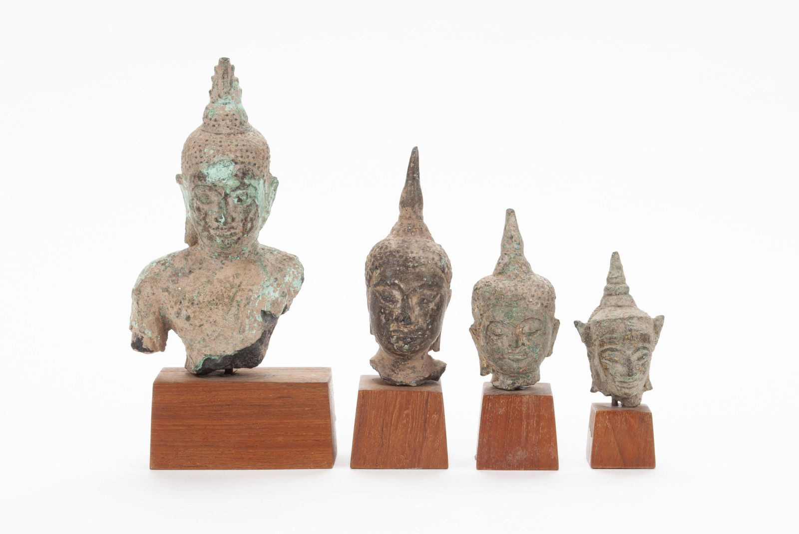 FOUR THAI BRONZE HEADS OF BUDDHA (1 of 6)