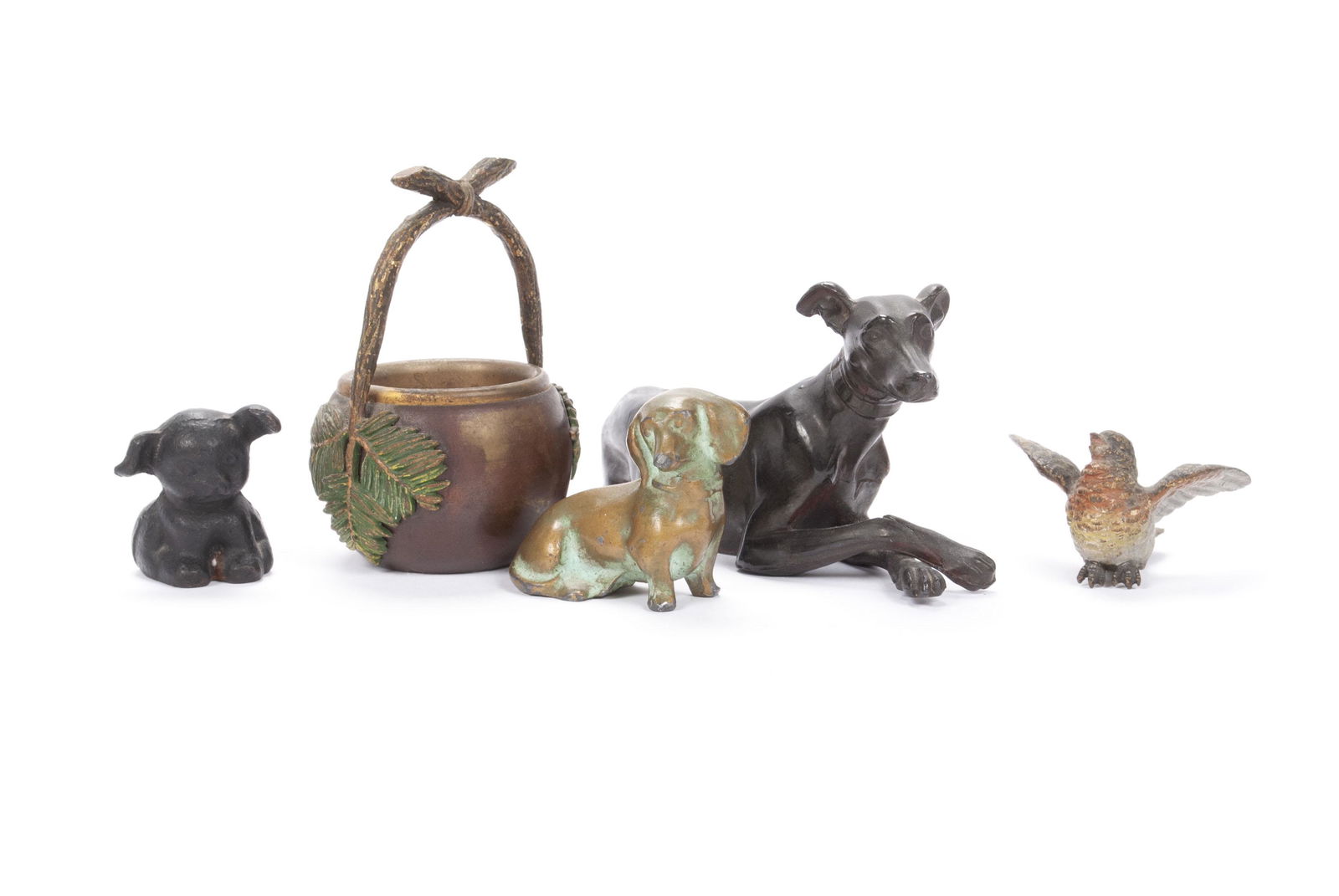 FOUR CAST METAL ANIMAL FIGURINES (1 of 4)