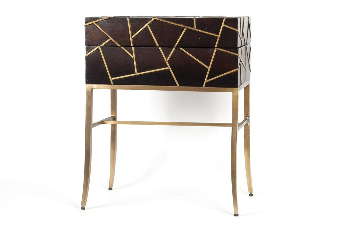 MODERN MAHOGANY CHEST ON STAND (1 of 6)