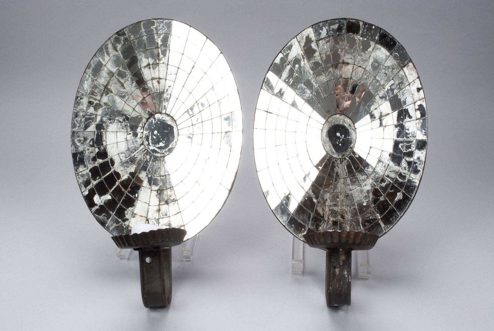 PAIR OF ANTIQUE MIRRORED CANDLE SCONCES (1 of 7)