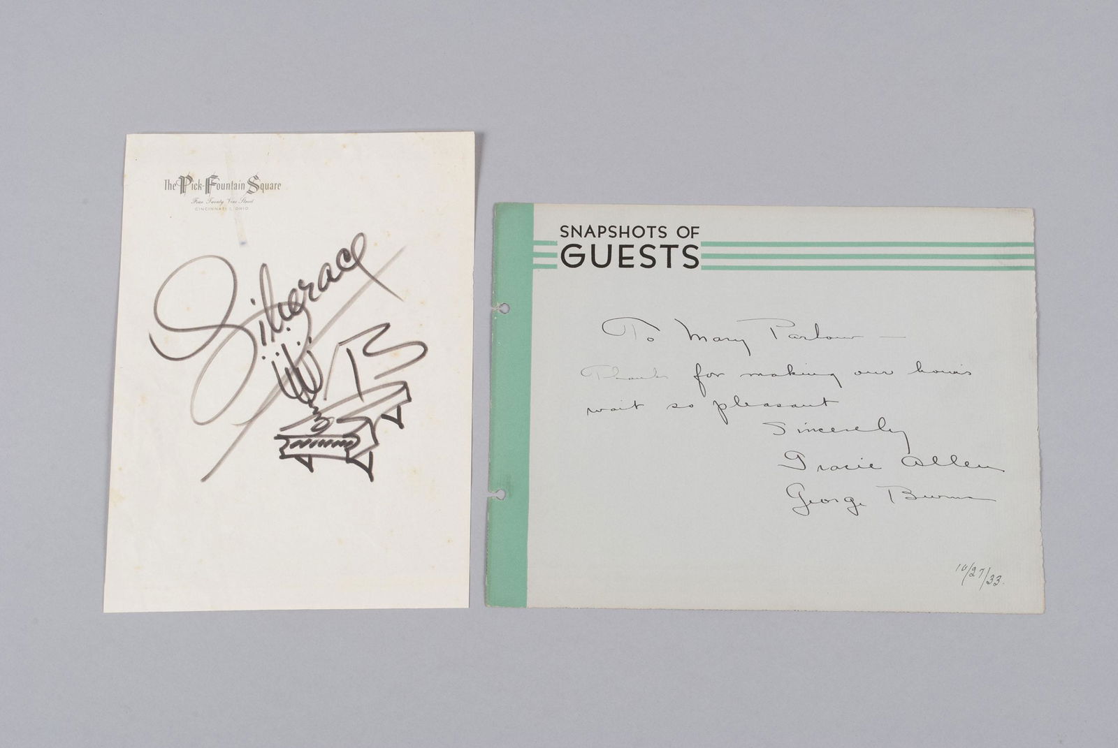 LIBERACE, GRACIE ALLEN & GEORGE BURNS AUTOGRAPHS (1 of 4)