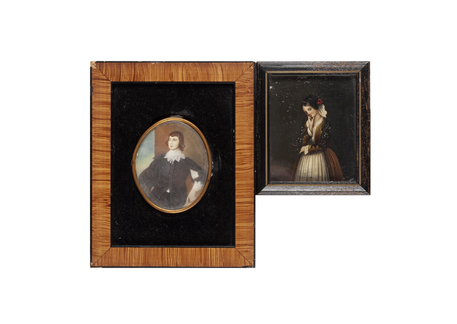 LADY AND GENT PORTRAIT MINIATURES (CONTINENTAL SCHOOL, 19TH CENTURY) (1 of 3)