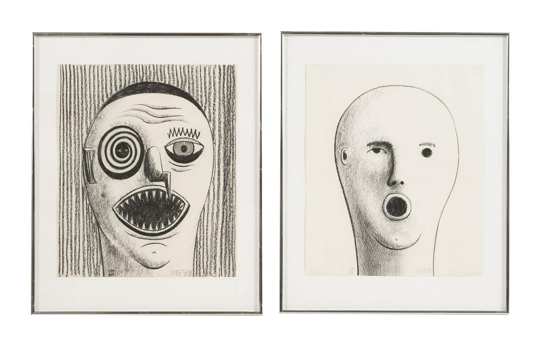 PAIR OF OUTSIDER ART PORTRAITS (1 of 6)