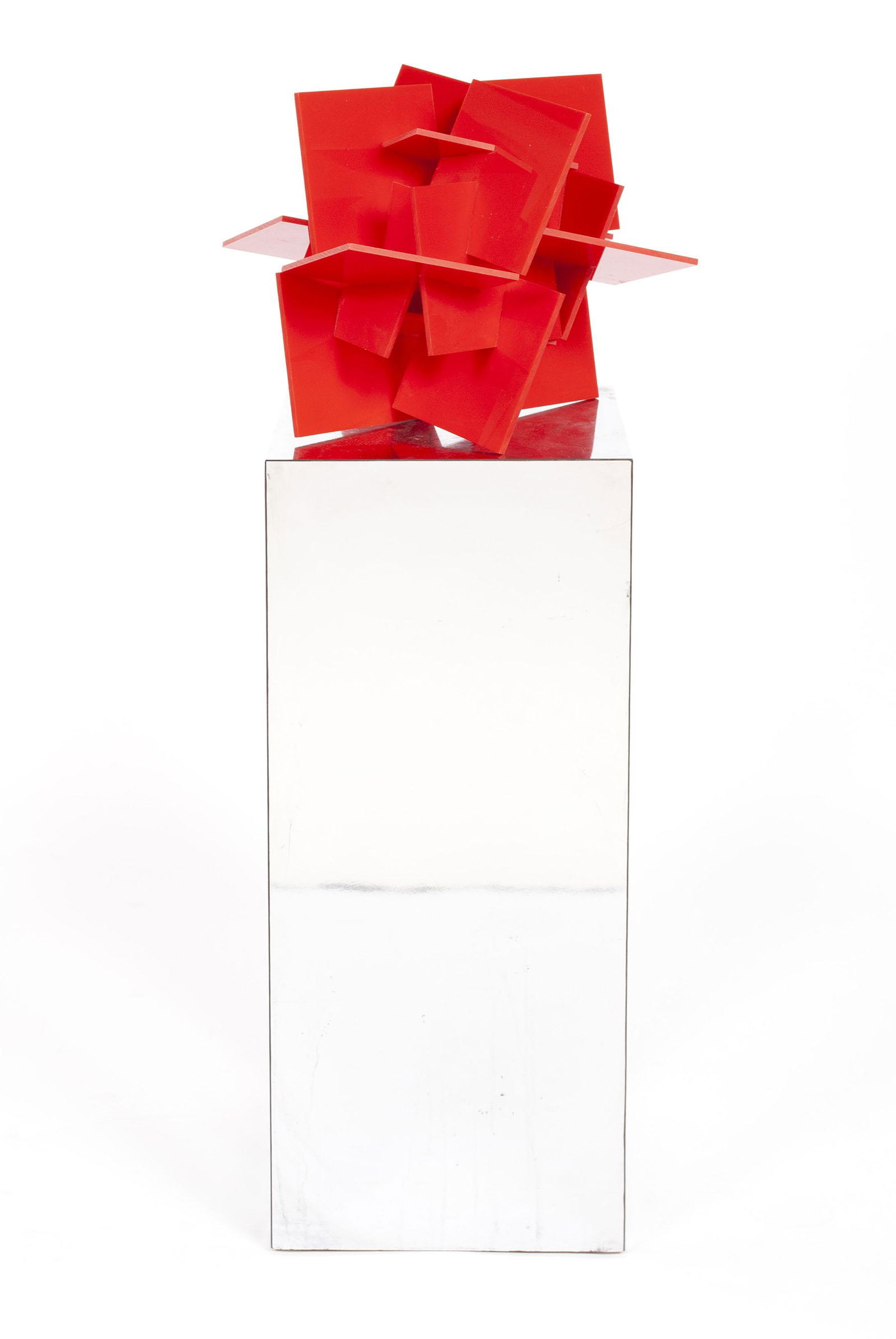 ARTIST SIGNED ACRYLIC SCULPTURE WITH MIRRORED STAND (1 of 4)