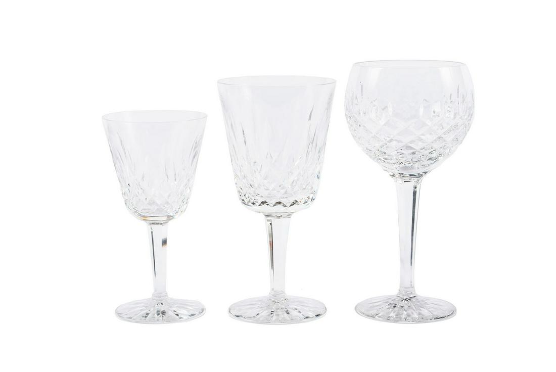 TEN PIECES WATERFORD STEMWARE: TEN PIECES WATERFORD STEMWARELismore, Ireland, 20th century. Ten (10) pieces, consisting of six water goblets, three white wine and one red wine.