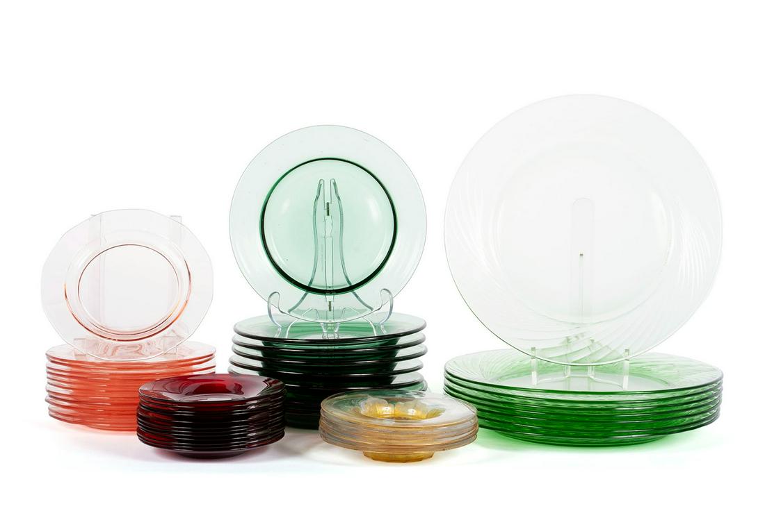 ASSORTMENT OF COLORED GLASS PLATES (1 of 8)