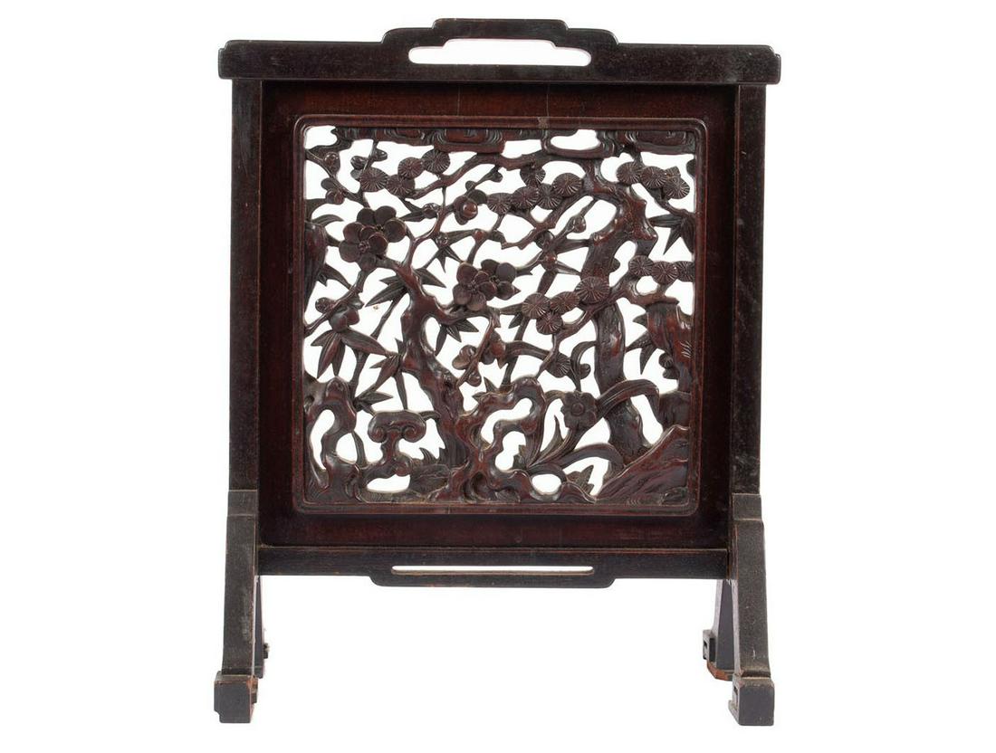 CHINESE CARVED WOODEN TABLE SCREEN (1 of 6)