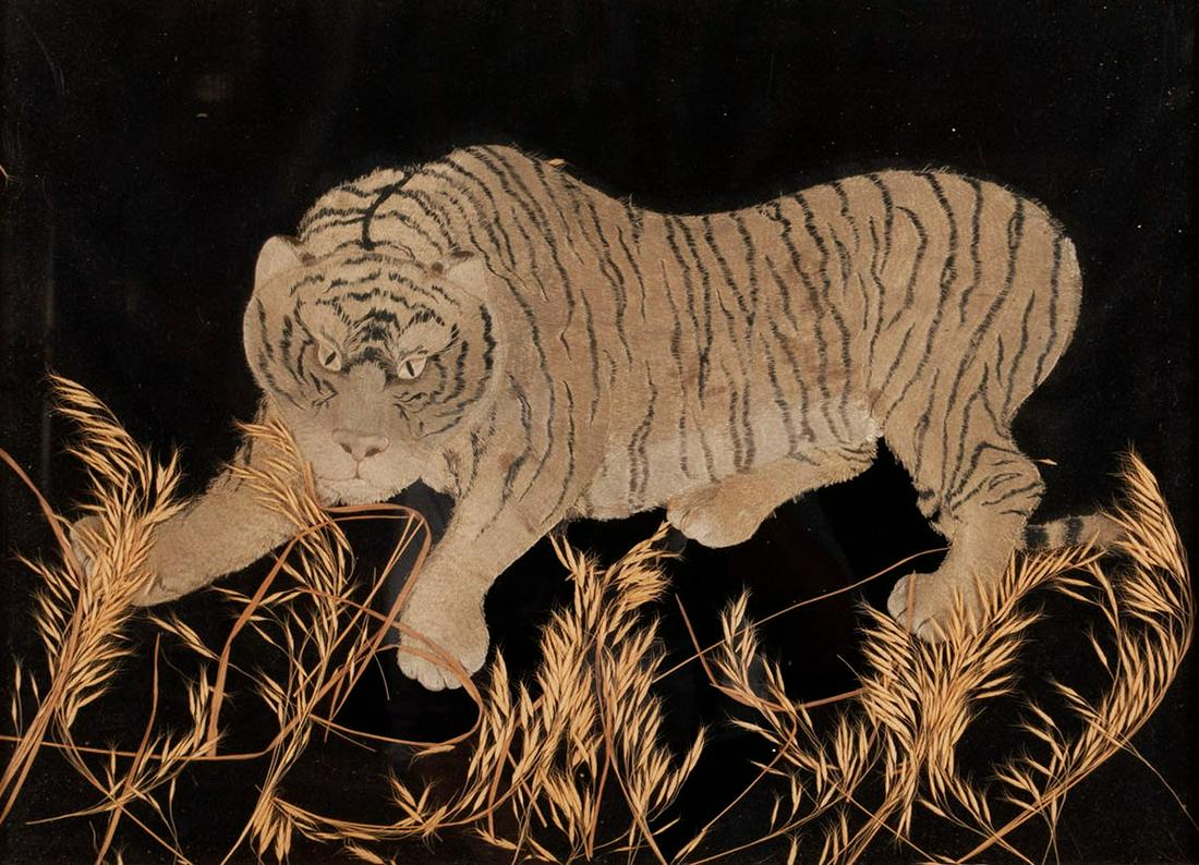 JAPANESE EMBROIDERY OF TIGER AND WHEAT (1 of 6)