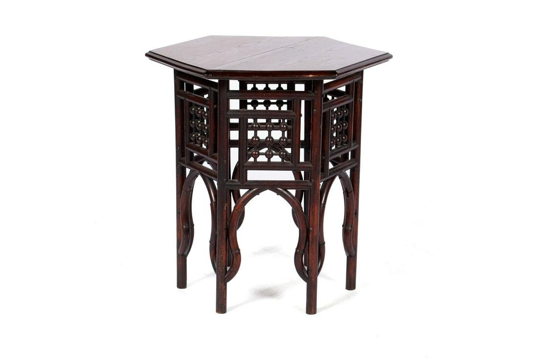 BENTWOOD HEXAGONAL SIDE TABLE (1 of 4)