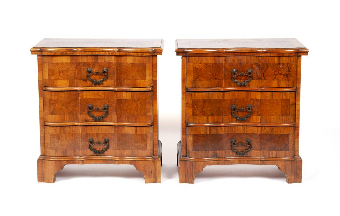PAIR OF BAROQUE STYLE WALNUT SMALL CHESTS (1 of 8)
