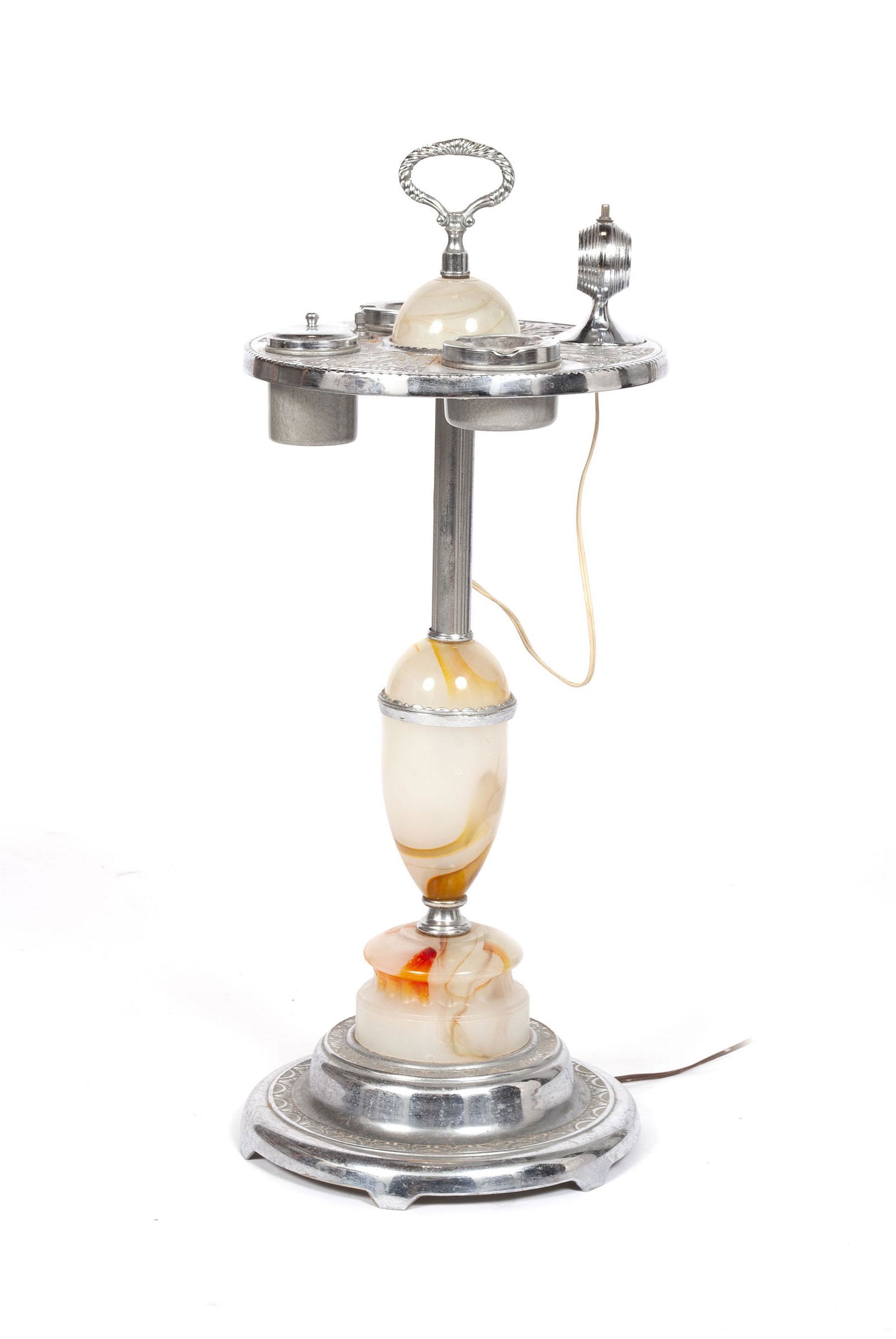 ART DECO ONYX AND CHROME SMOKING STAND (1 of 4)