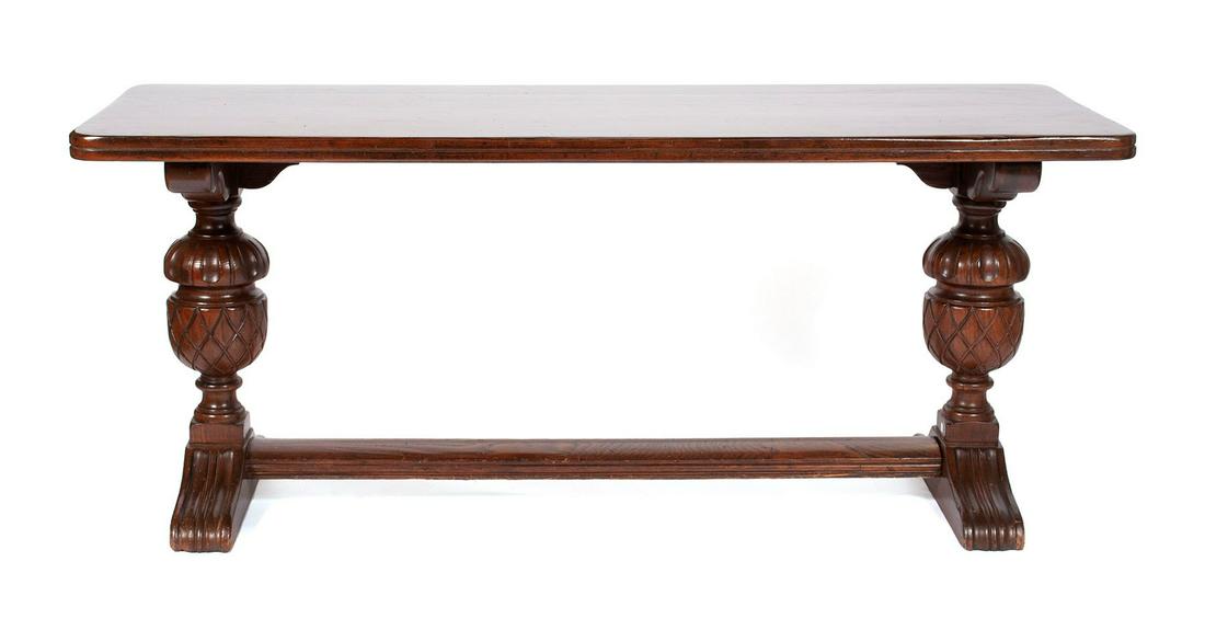 JACOBEAN STYLE OAK TRESTLE TABLE (1 of 4)