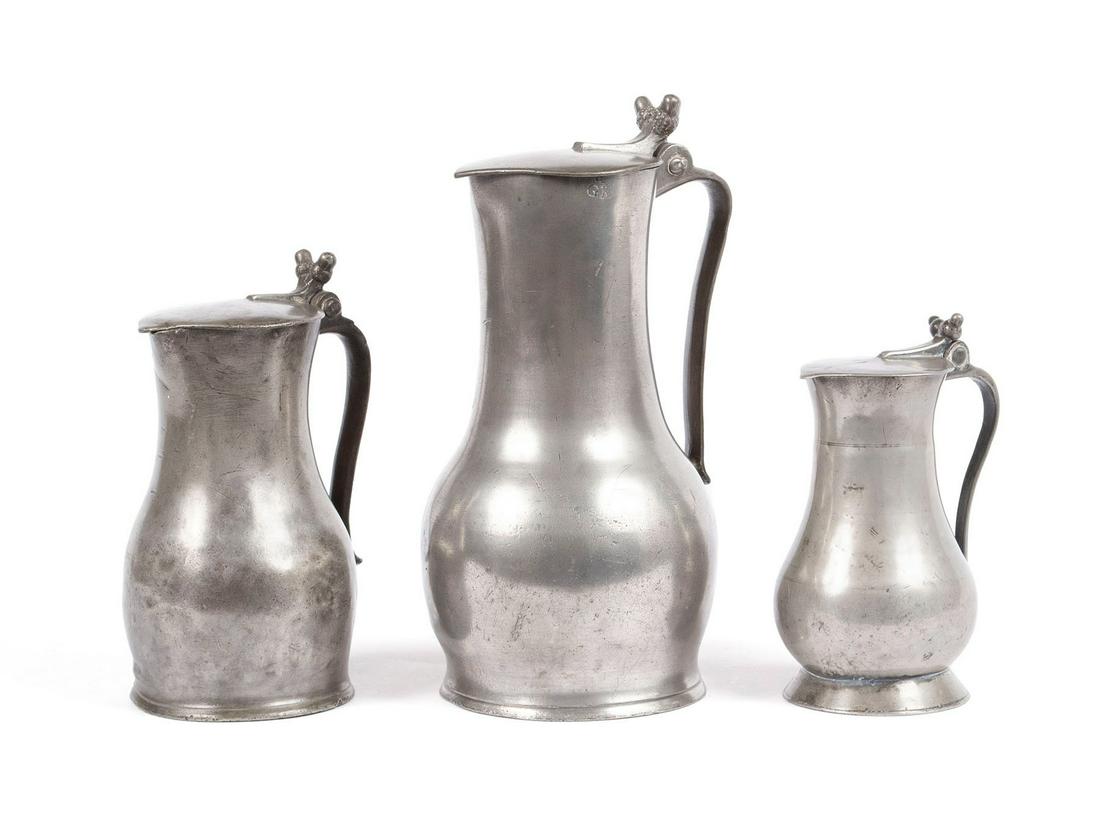 THREE PEWTER CHANNEL ISLAND JERSEY BALUSTER MEASURES (1 of 10)